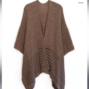 Do everything in love Cozy Brown Knit Women's kimono , Shaw, acrylic one size